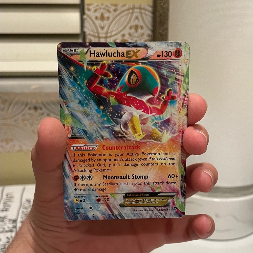 Pokemon Hawlucha EX Trading Card - Red and Yellow